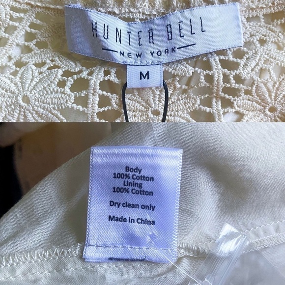 Hunter Bell Dress Newton Lace Pintucked Buttoned Tiered Mini Cream M NWT - Picture 6 of 9
